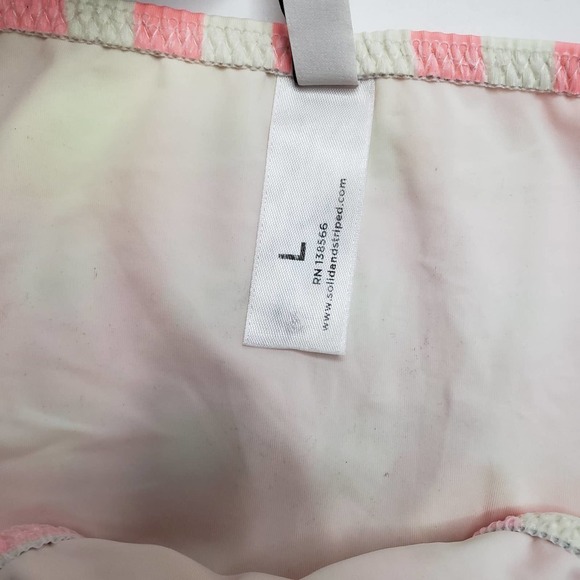 Solid & Striped Gingham Check Bikini Bottoms L White Neon Pink Orange - Picture 9 of 10